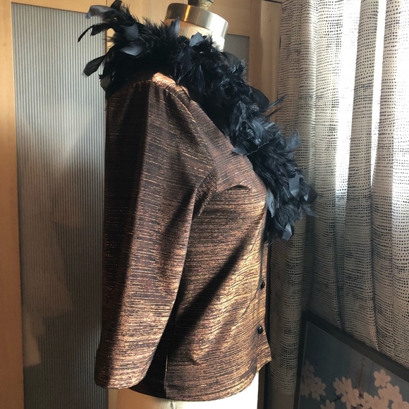 Retro Vintage 1999 Feathered Metalic bttn down Top - Picture 3 of 8